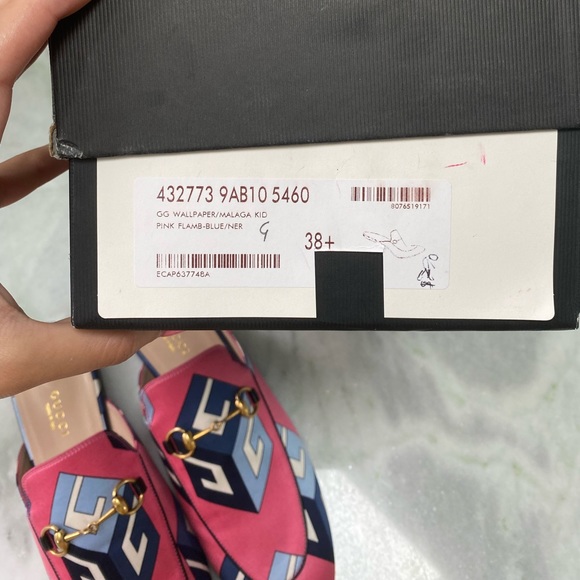 GUCCI PINK BLUE HORSEBIT SANDALS - Picture 4 of 7